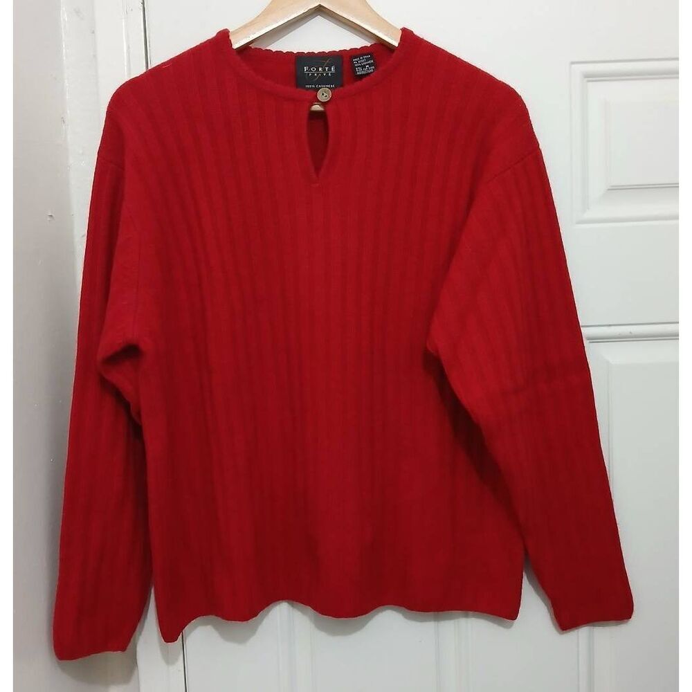 Forte prive 100% cashmere thick 2Ply soft womens medium classic red sweater